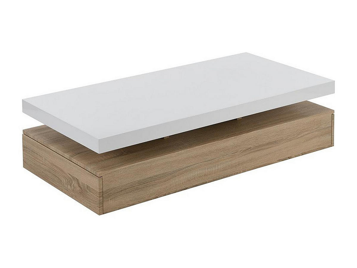 COUCHTISCH mit 2 Schubladen - MDF - Holzfarben hell & Weiß - FELIX - Naturfarben, Holz (120/60/35cm) - Vente-Unique
