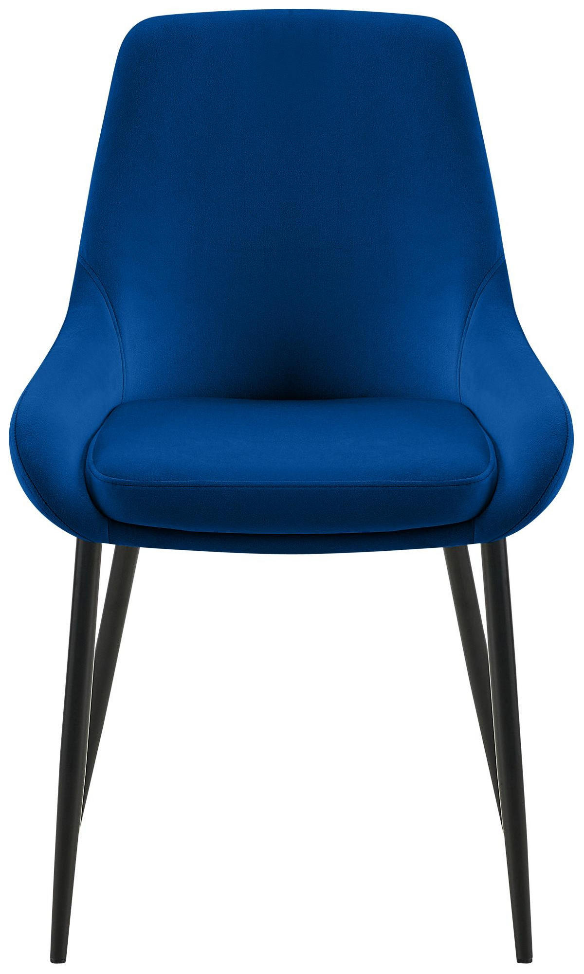 ESSZIMMERSTUHL 2er Set Samt Dunkelblau - Schwarz/Dunkelblau, Textil (50/86/53cm) - CLP