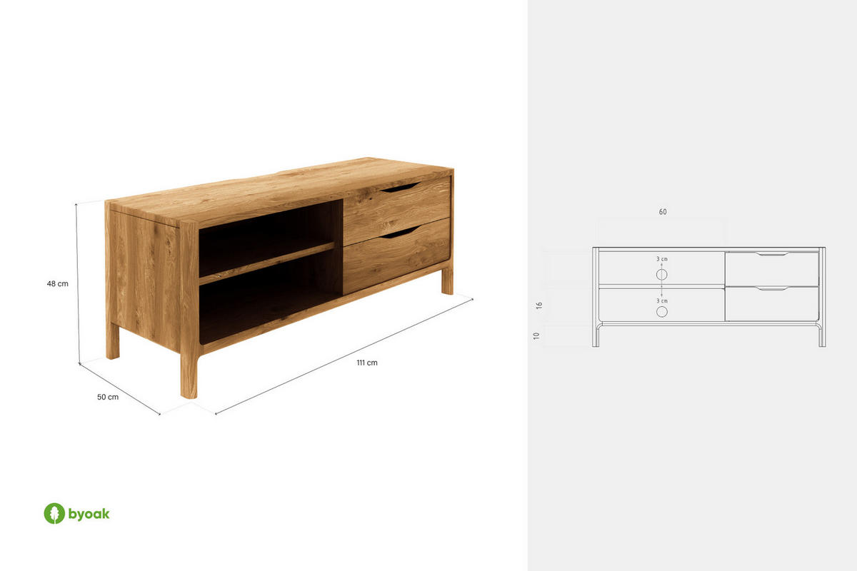 TV-SCHRANK PAUL Kernbuche - Kernbuche, Holz (111/48/50cm) - byoak