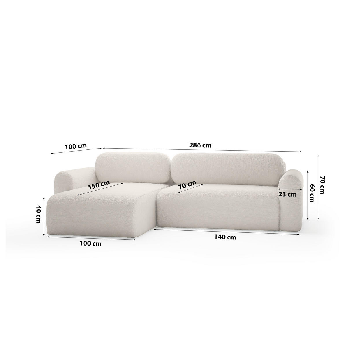 ECKSOFA mit Schlaffunktion Thekla, Beige - Beige, Textil (286/100cm) - Fedve