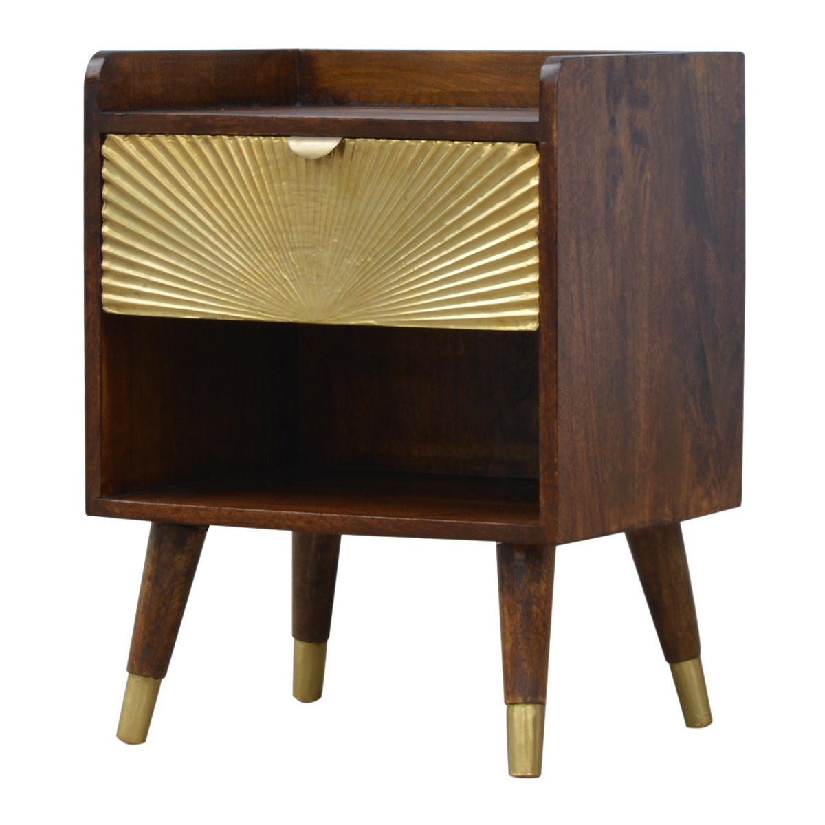 NACHTTISCH aus Massivholz - Messingfarben/Braun, Holz/Metall (45/58/35cm) - Artisan Furniture