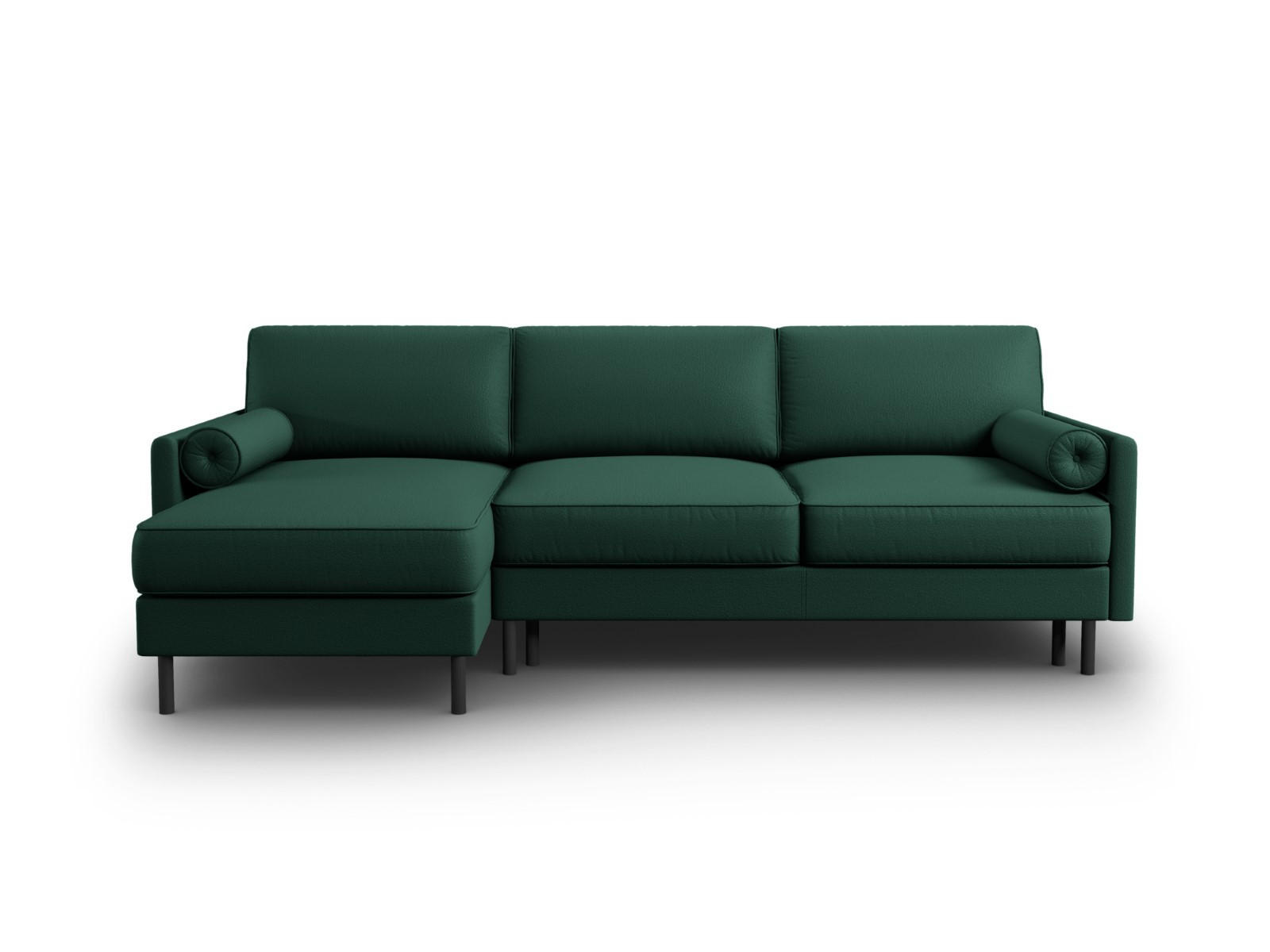 AUSKLAPPBARES-ECKSOFA links mit Container Scott aus strukturiertem Stoff grün 5 Sitzplätze - Grün, Textil (142/212cm) - Micadoni