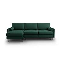 AUSKLAPPBARES-ECKSOFA links mit Container Scott aus strukturiertem Stoff grün 5 Sitzplätze - Grün, Textil (142/212cm) - Micadoni