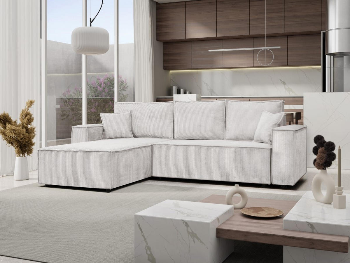 ECKSOFA Passio L-Form mit Schlaffunktion und Bettkasten 275 cm beige - Beige, Kunststoff (275/190cm) - Margaret Hadas24