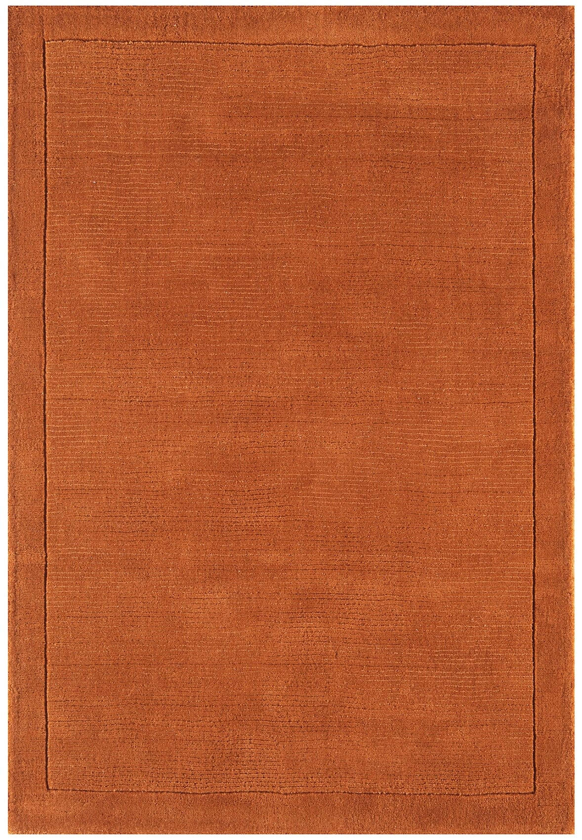 TEPPICH Schurwolle handgewebt mit Bordüre modern STOW, Terrakotta 120x170 cm - Terra cotta, Textil (120/170cm) - KADIMA DESIGN