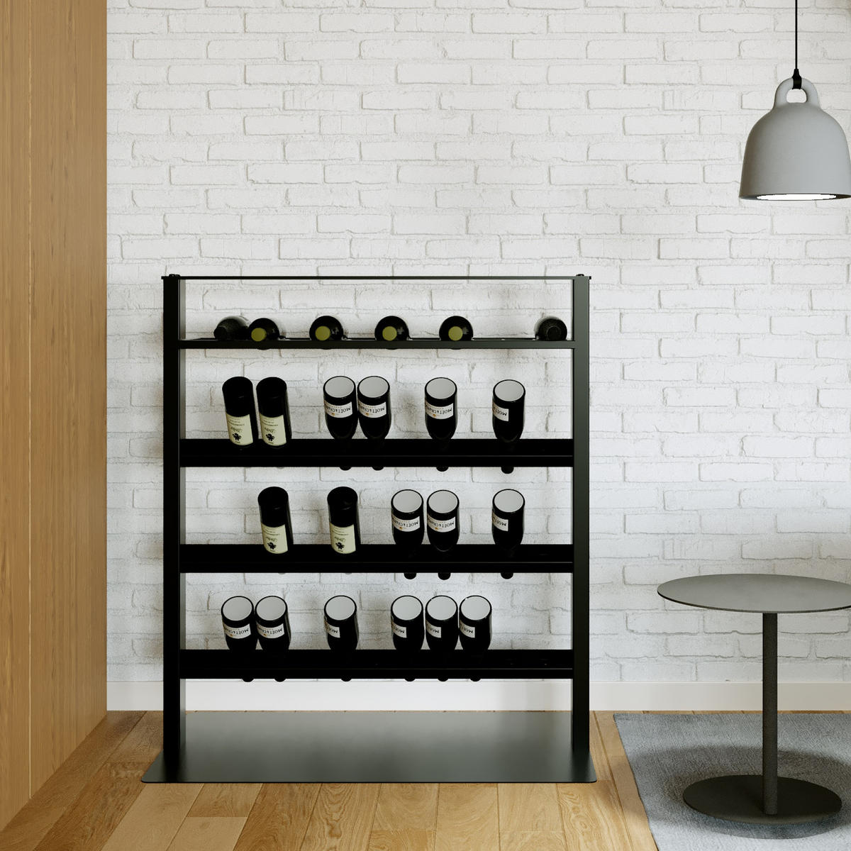 WEINREGAL Piemont Metall,Schwarz, Für 45 Weinflaschen 110/100/60cm - Schwarz, Metall (60/110/100cm) - Metalo Pro