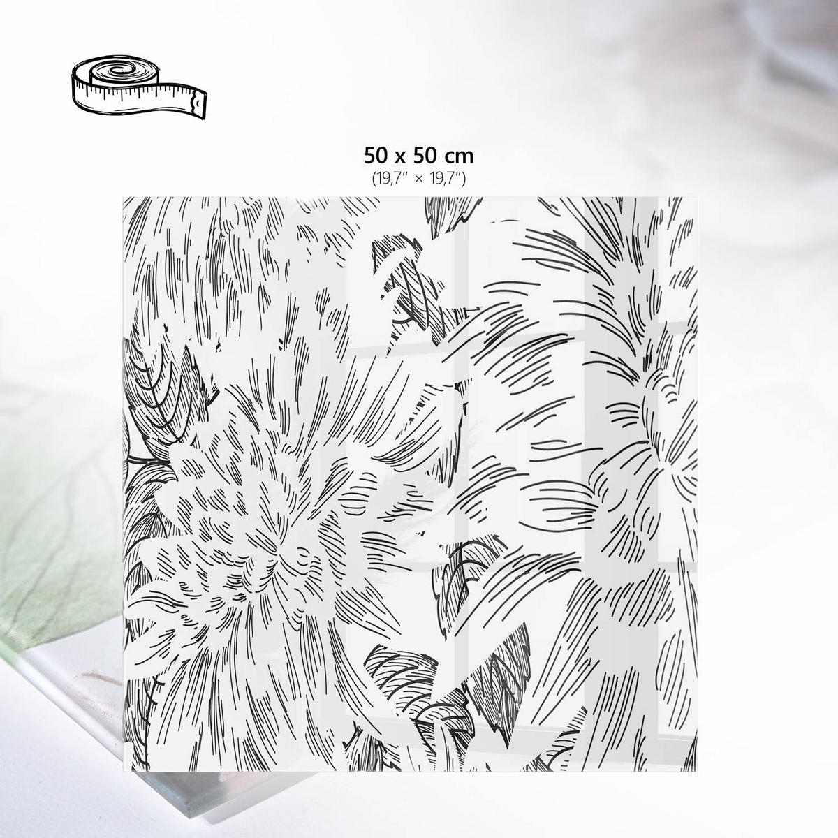 TISCHPLATTE 50x50 cm – Blumenmuster - Multicolor, Glas (0.4/50/50cm) - Wallfluent