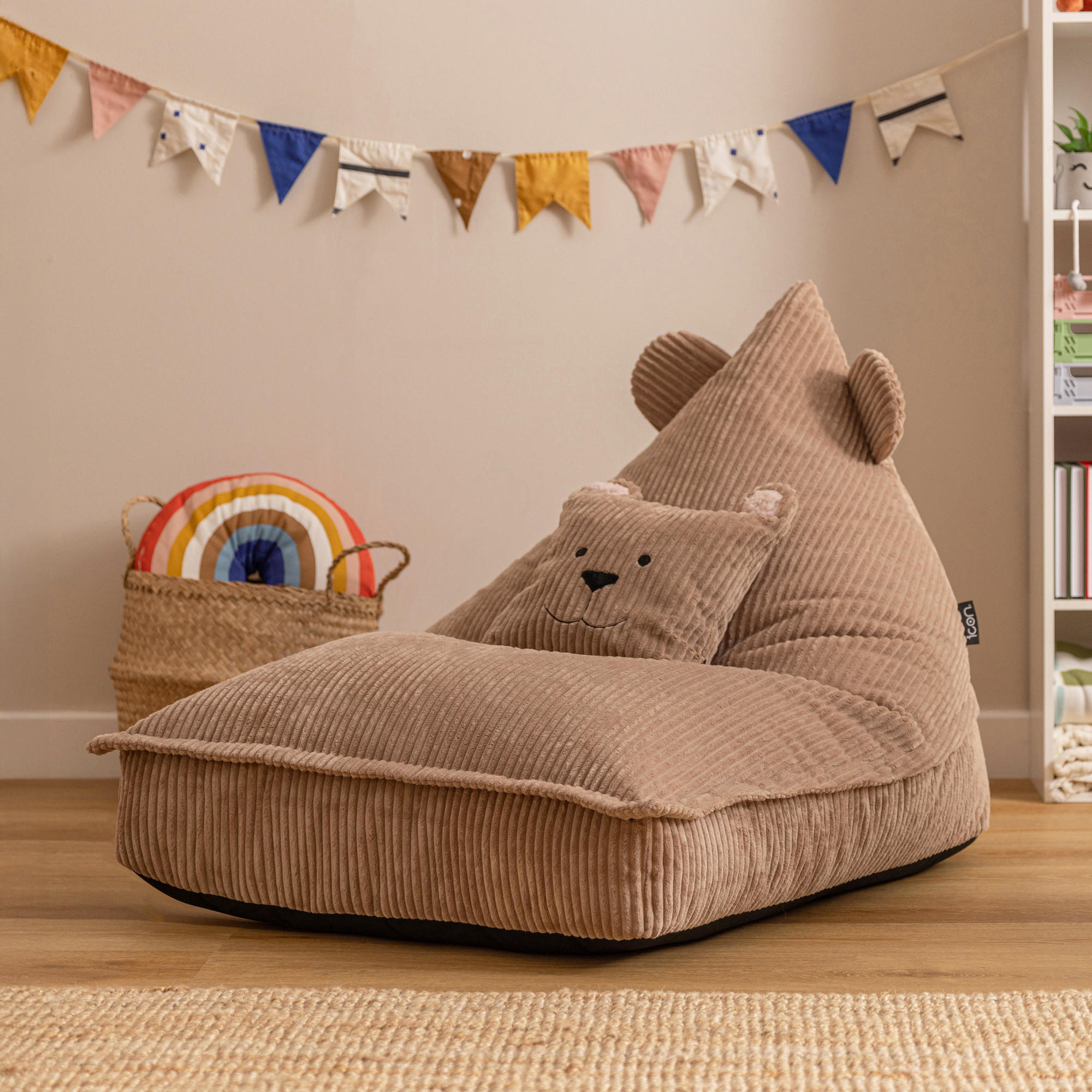 KINDERSITZSACK mit Kissen Bär Cord - Braun, Textil (72/66/102cm) - icon