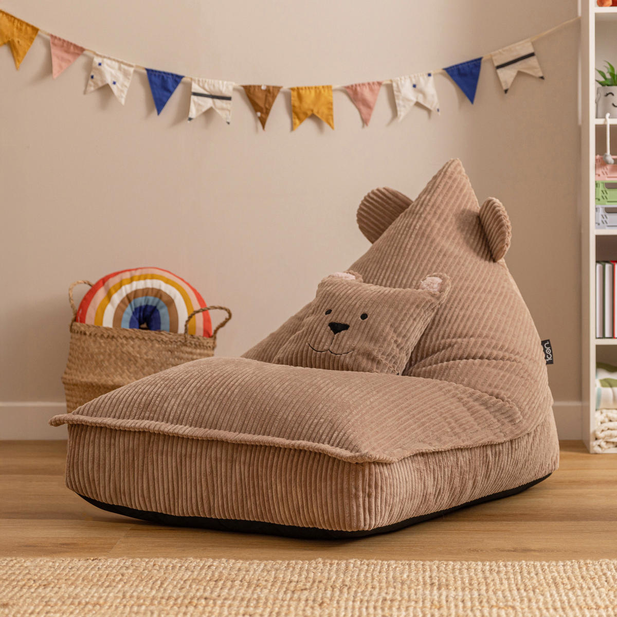 KINDERSITZSACK mit Kissen Bär Cord - Braun, Textil (72/66/102cm) - icon