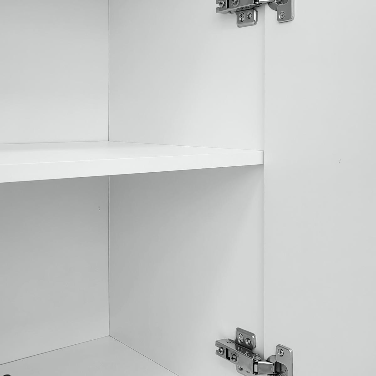 SIDEBOARD in Weiß Tropfenförmiges Anrichte mit geformten Türen für Wohnzimmer und Esszimmer, B120/T37.5/H80.8 cm - Weiß, Holzwerkstoff/Metall (120/80.8/37.5cm) - STILVORA