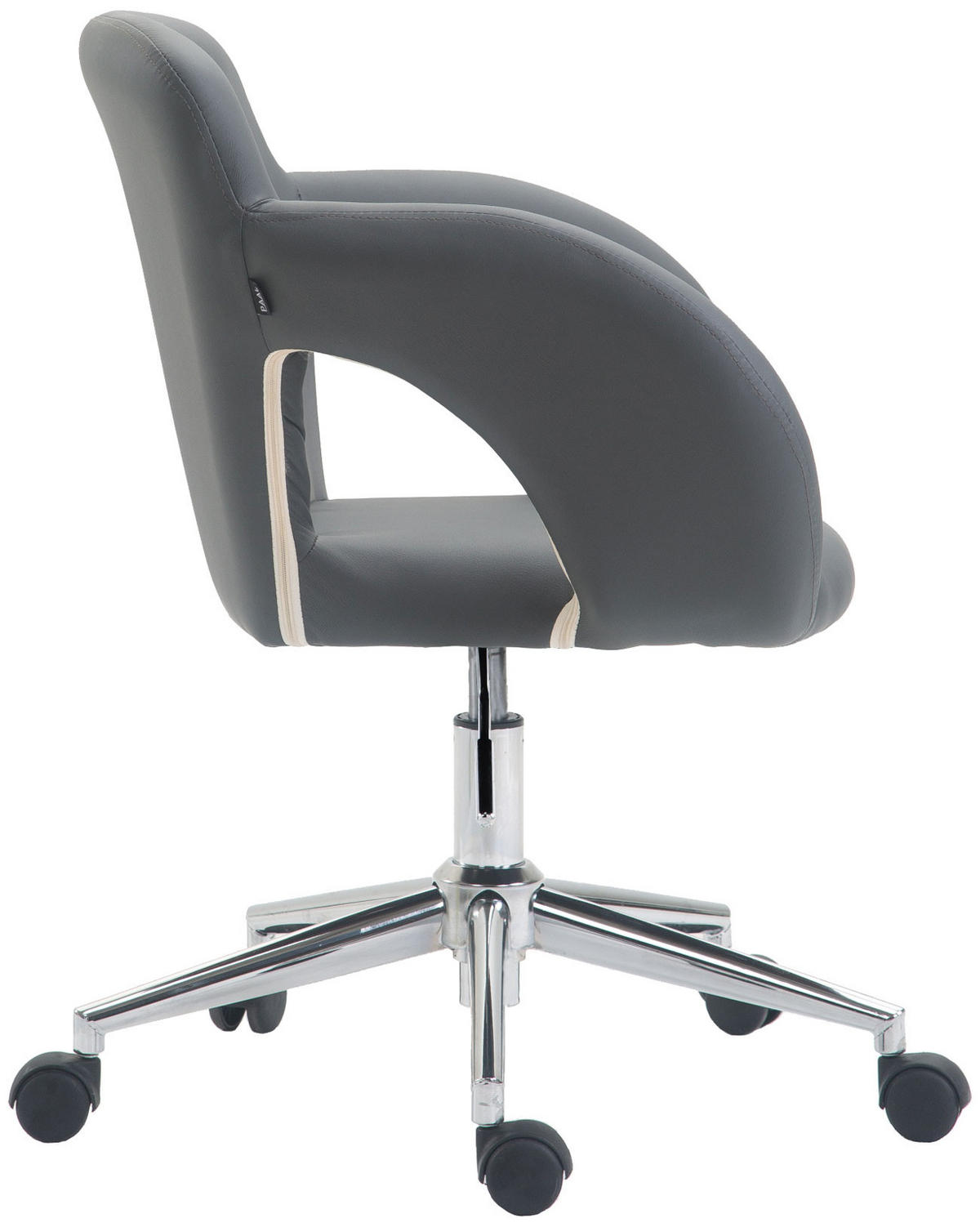 DREHSTUHL Lederlook grau - Chromfarben/Grau, Textil/Metall (62/81/56cm) - CLP