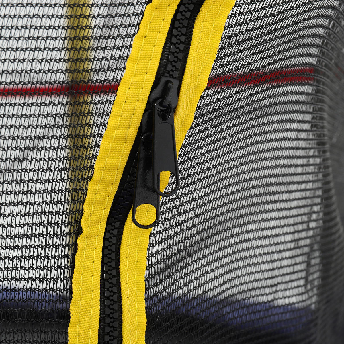 TRAMPOLIN mit Sicherheitsnetz aus Stahl, PP, EPE, Gummiseile in Blau + Gelb + Schwarz für Kinder 137.16 cm Durchmesser x 160 cm Höhe - Schwarz, Metall (137/137/160cm) - Livingandhome