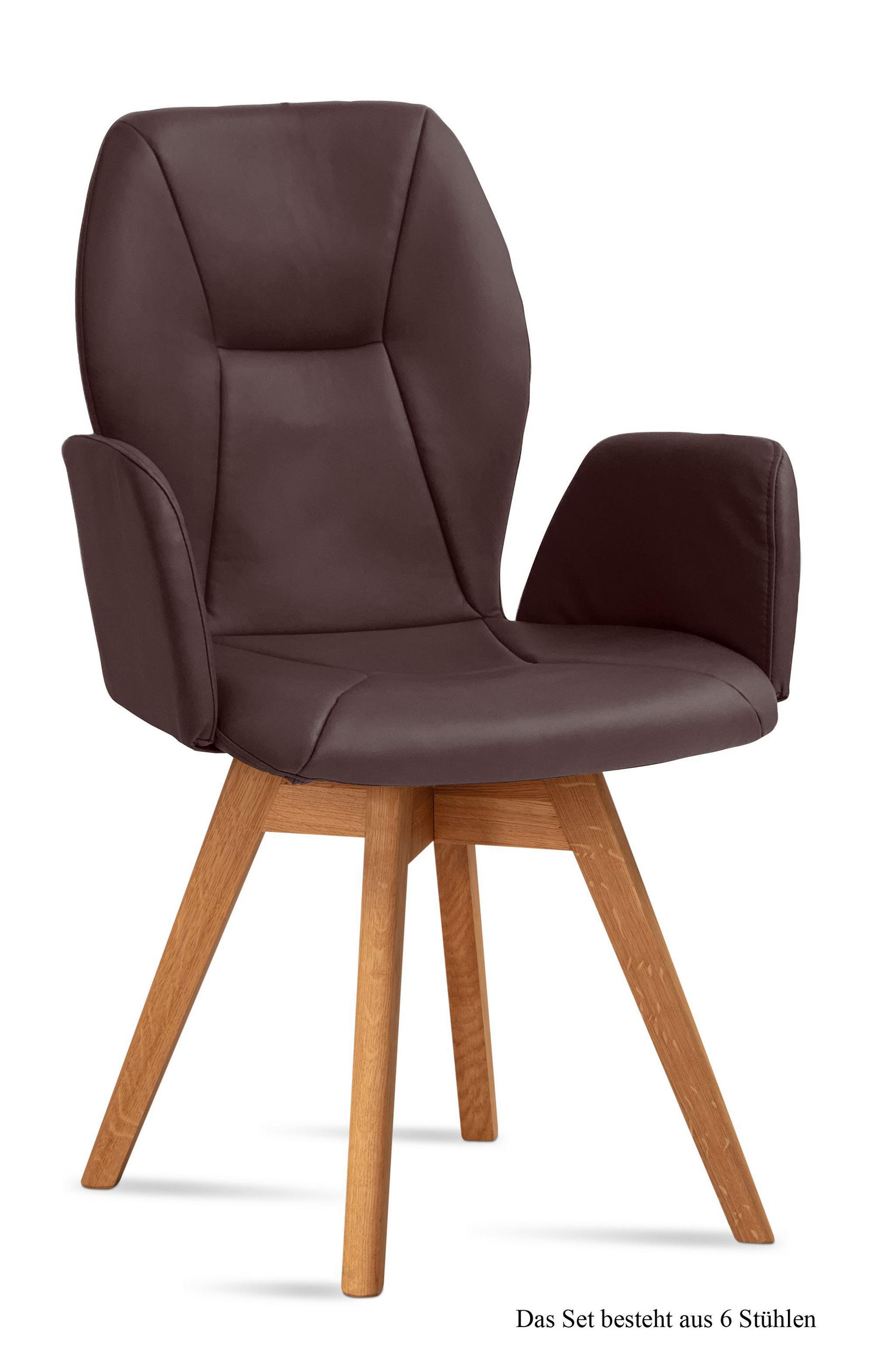 ARMLEHNSTUHL drehbar (6er-Set) Draia 58x92x60 Eiche geölt/Braun - Eichefarben/Braun, Kunststoff (60/92/58cm) - 58aufmkessel