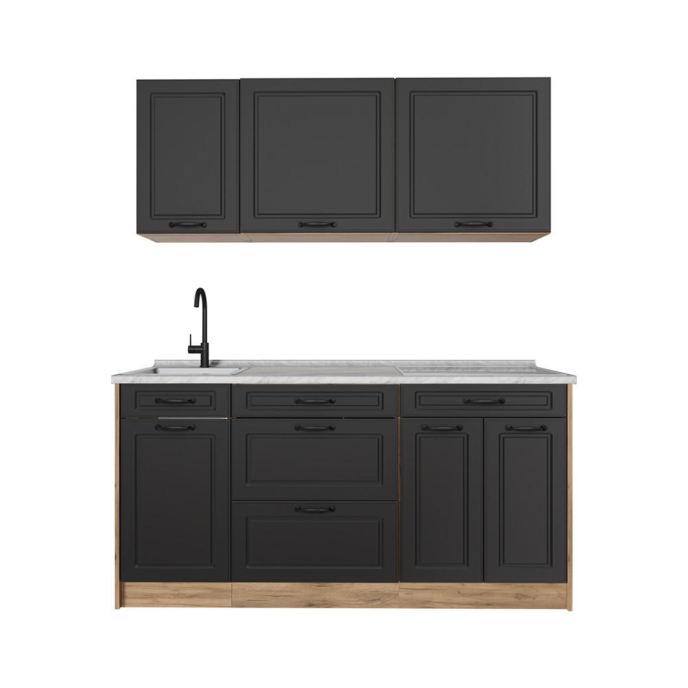 Vicco Singleküche Anthrazit, Honigeiche 160x81.6x60 cm