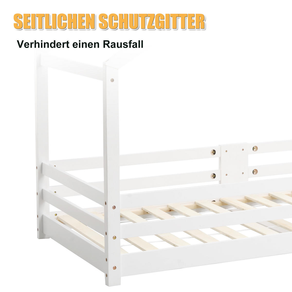 HAUSBETT Kiefernholz 90/200 cm Weiß - Weiß, Holz - Raumix