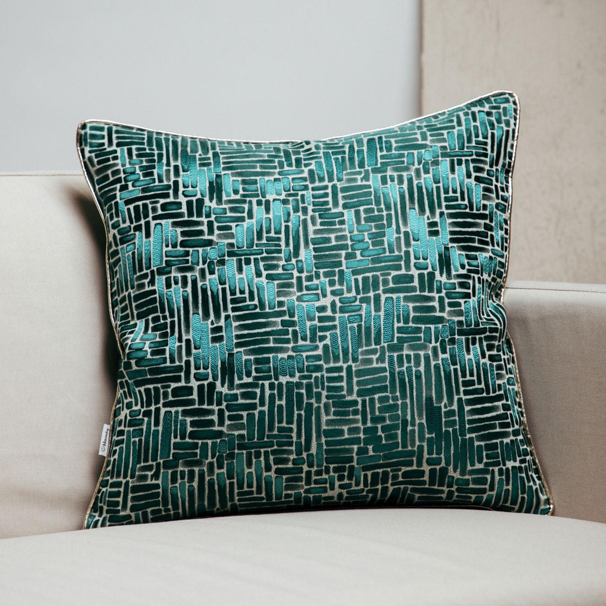 KOPFKISSENBEZUG Sasinoro 45/45 cm - Türkis, Textil (45/45cm) - Homla