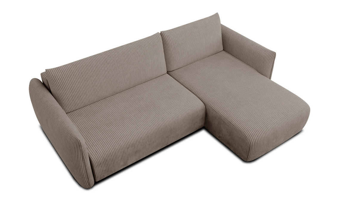 ECKSOFA TAUER 3-Sitzer links, taupe - Taupe/Schwarz, Holz/Textil (248/173cm) - Courtois Laville