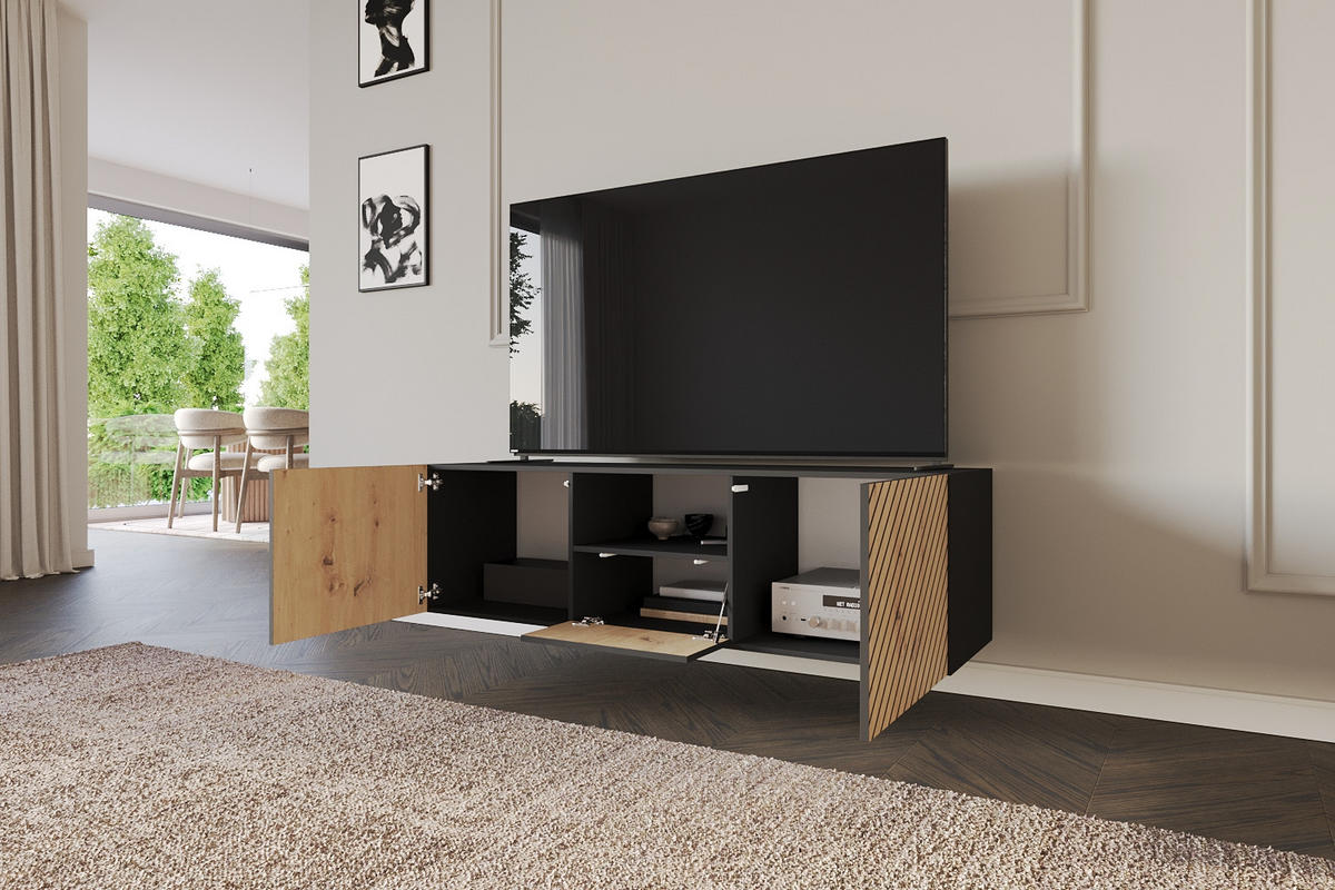 LOWBOARD SENI-W 140x40x41 cm - Schwarz / Artisan - Schwarz, Holzwerkstoff (140/40/41cm) - ALTDECOR