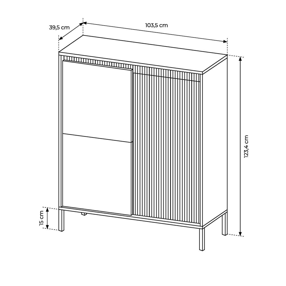 HIGHBOARD SELBU KOM1 Schwarz - Schwarz, Glas/Holzwerkstoff (104/124/40cm) - Komodee