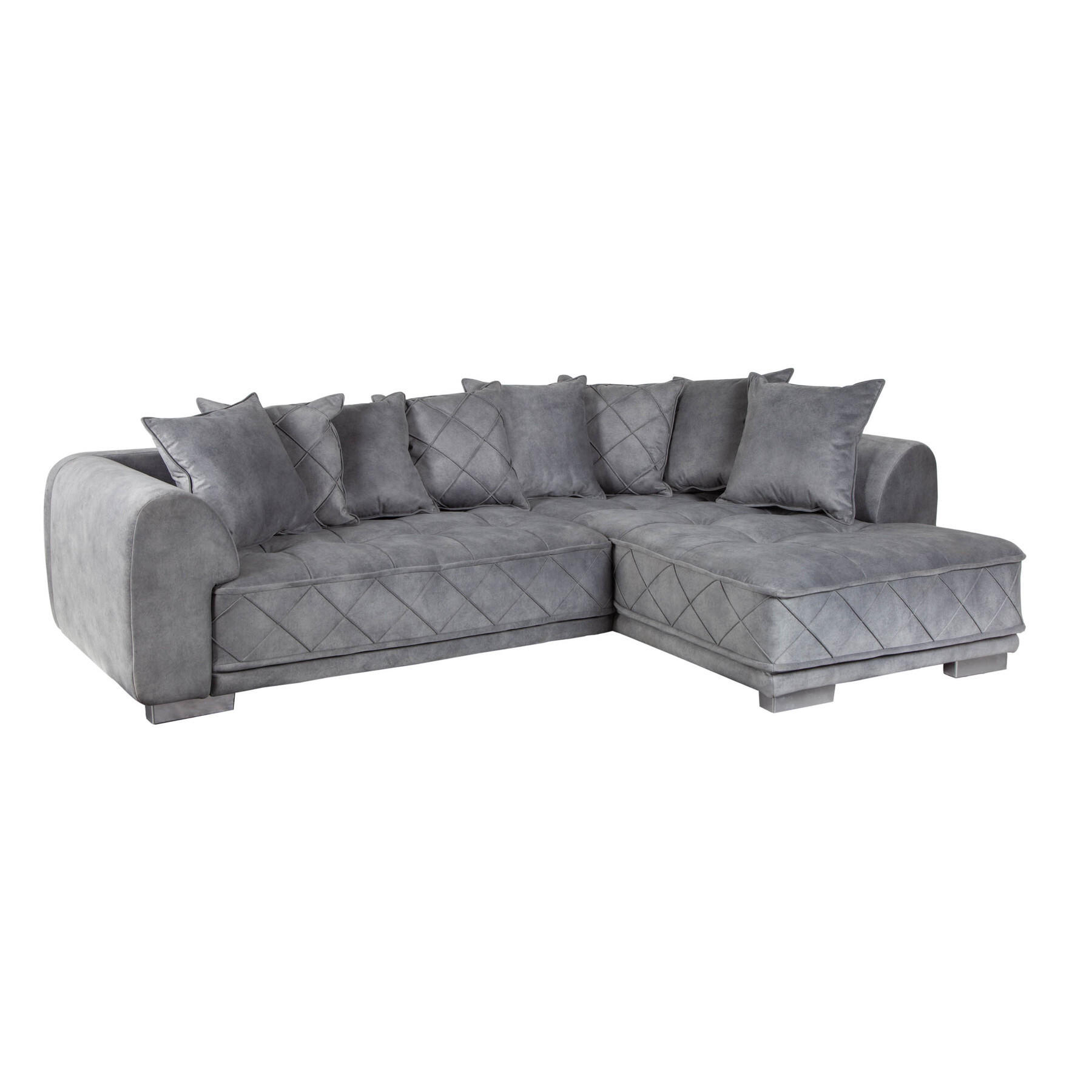 BIGSOFA INKL. KISSEN DECADENCIA Samt Silbergrau 320 cm - Silberfarben/Grau, Kunststoff/Textil (320/90/110cm) - riess-ambiente