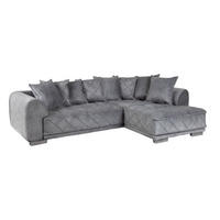 BIGSOFA INKL. KISSEN DECADENCIA Samt Silbergrau 320 cm - Silberfarben/Grau, Kunststoff/Textil (320/90/110cm) - riess-ambiente