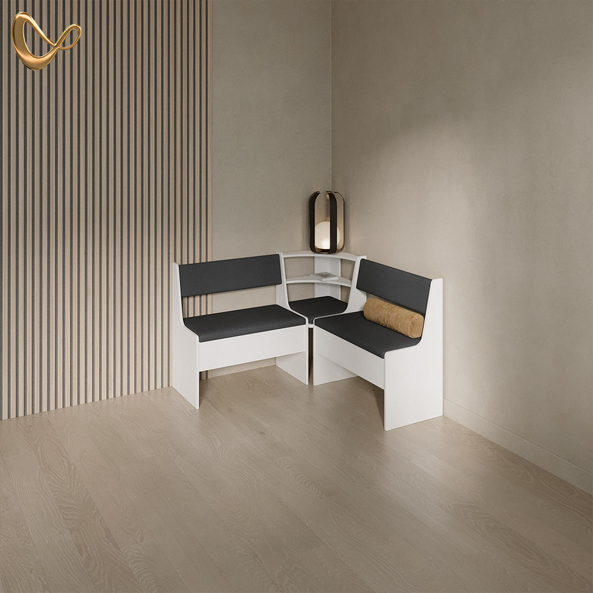 ECKBANKGRUPPE Tiberio Weiß 120 x 120 cm Ohne Tisch - Weiß, Holzwerkstoff (120/120cm) - Livinity®