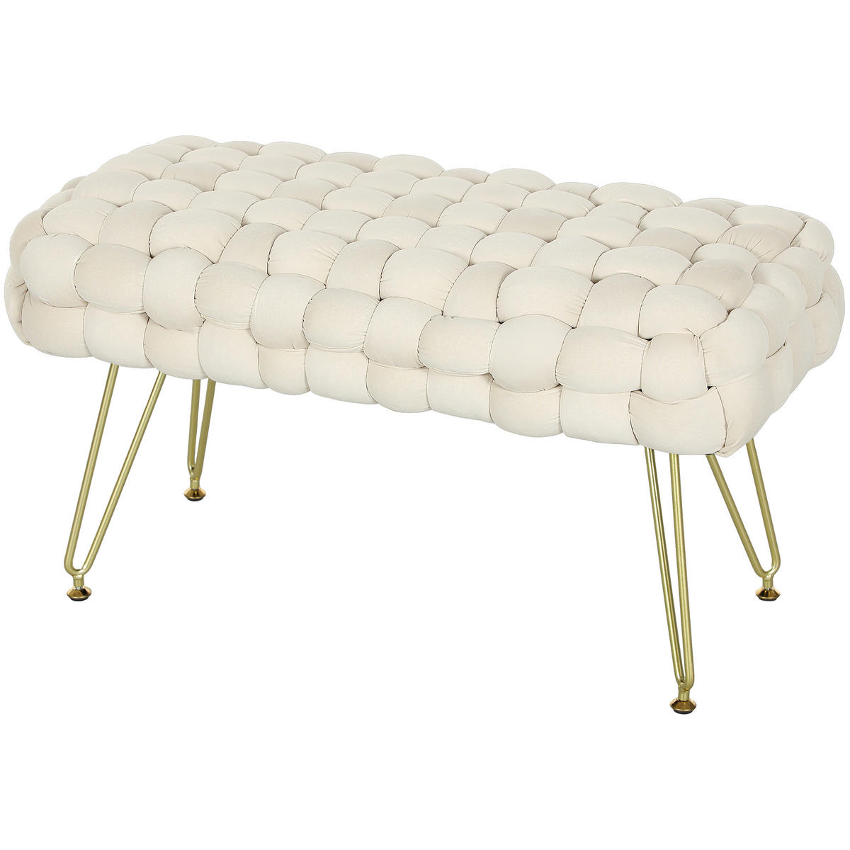 SITZHOCKER DE-07206 mit Metallbeinen und Polsterung Cremeweiß - Creme, Holz/Textil (38/41.5/76cm) - ComfortXL