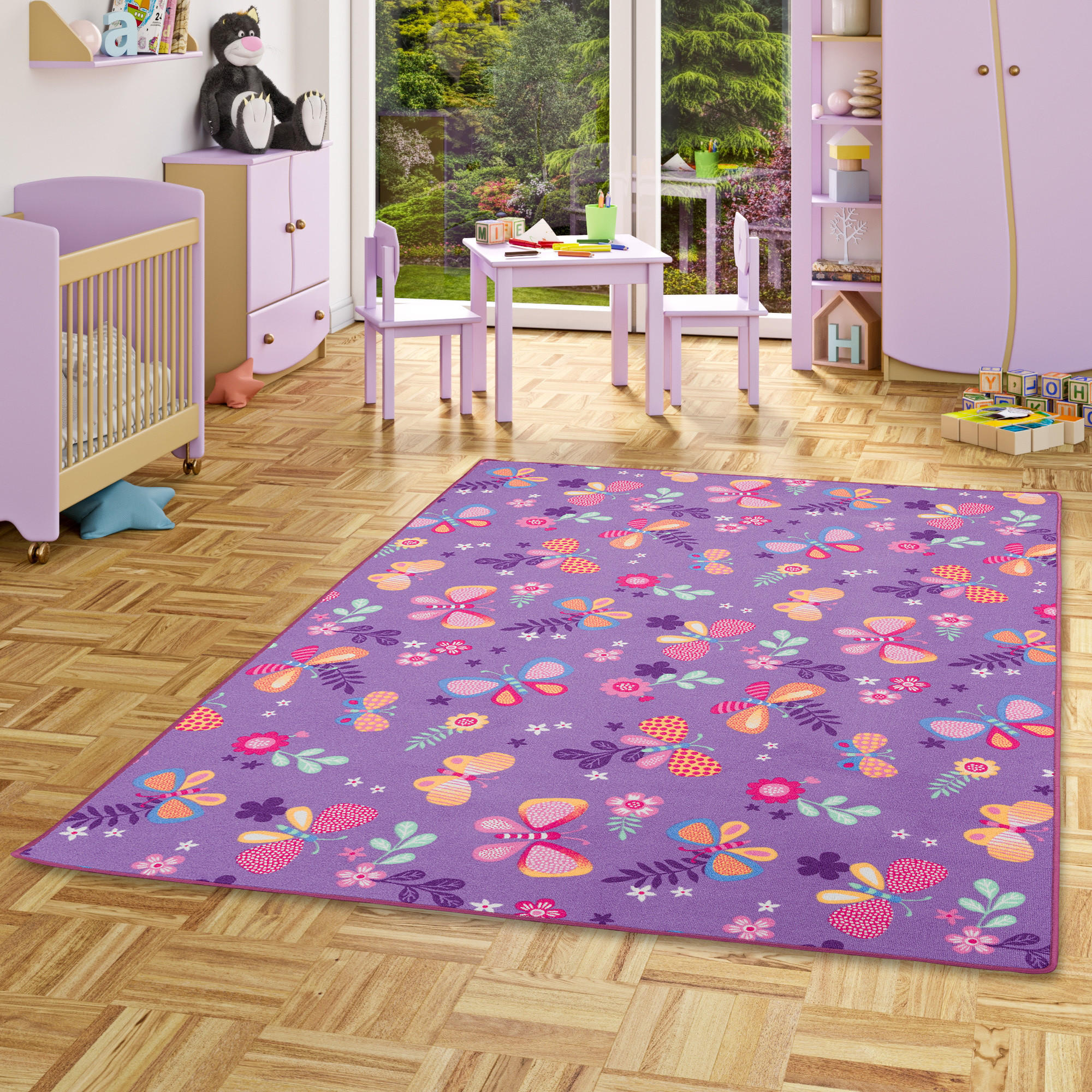 KINDER SPIEL TEPPICH SCHMETTERLING - Lila, Textil (80/200cm) - Snapstyle
