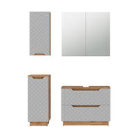 BADMÖBEL-SET Lotta Eiche/Grau mit Kachelstruktur 4 Teile - Eichefarben/Grau, Holzwerkstoff (79.6/62.5/32cm) - Vicco