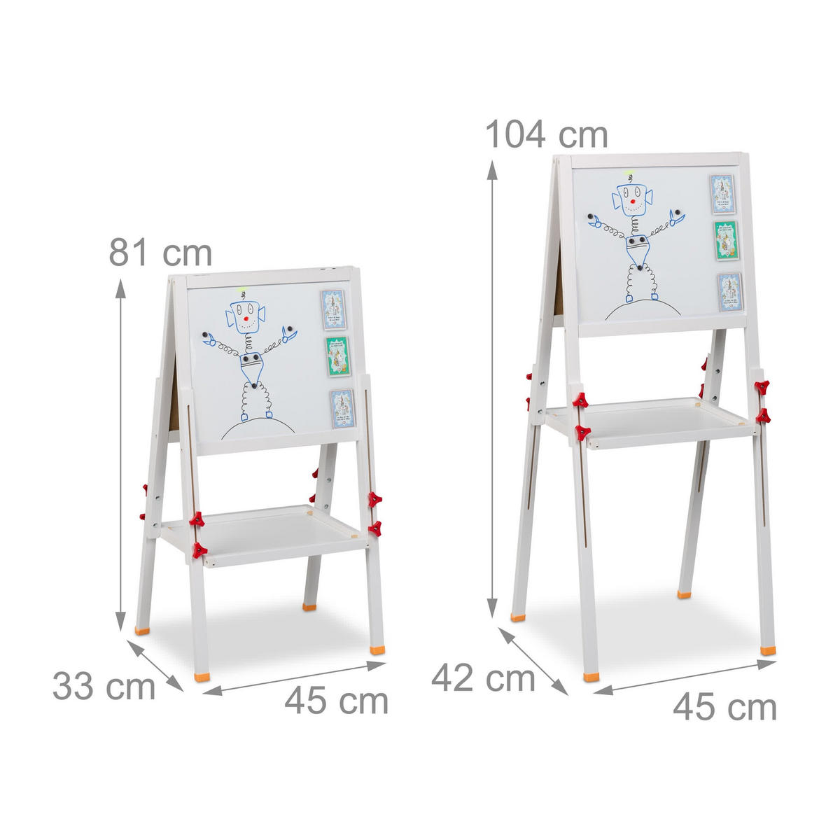 KINDERSTANDTAFEL - Weiß, Holz/Holzwerkstoff (45/104/42cm) - Relaxdays