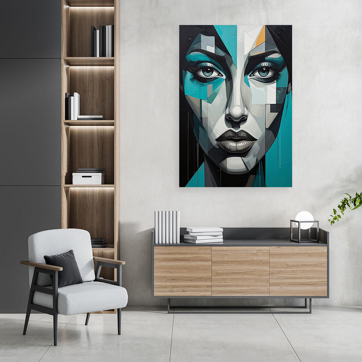 LEINWANDBILD Menschen & Charaktere 40x60cm - Türkis, Textil (40/60cm) - Feeby