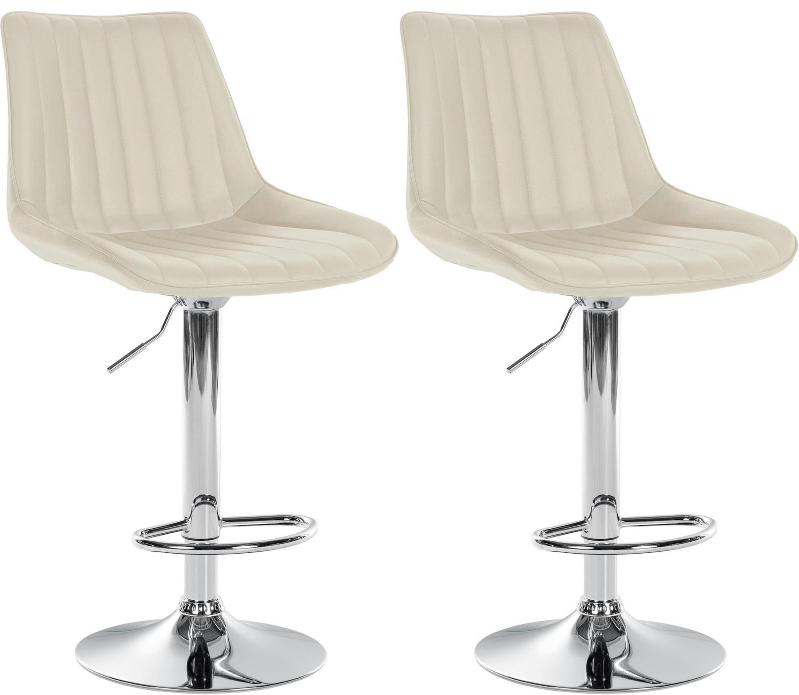 BARHOCKER 2er Set Tolor Kunstleder chrom creme - Chromfarben/Naturfarben, Kunststoff/Metall (49.5/112/50cm) - TPFLiving
