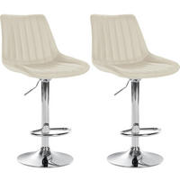 BARHOCKER 2er Set Tolor Kunstleder chrom creme - Chromfarben/Naturfarben, Kunststoff/Metall (49.5/112/50cm) - TPFLiving