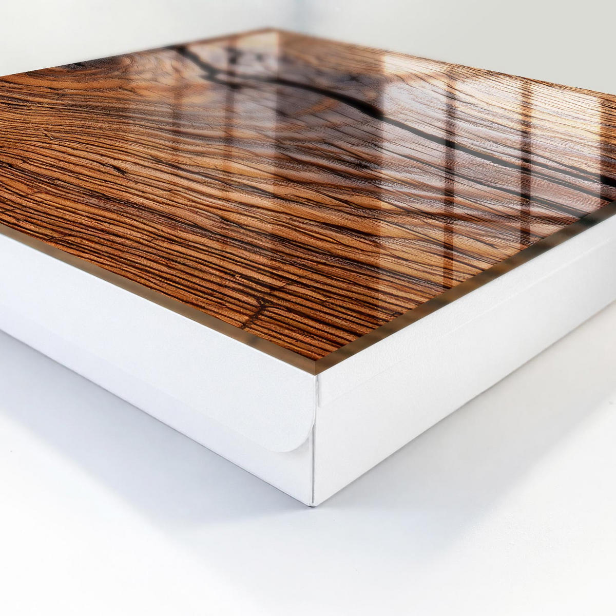 SCHLÜSSELBOX Weiß 30x30 cm – Türöffnung nach rechts - Holzstruktur - Braun, Metall (30/30/5cm) - TULUP