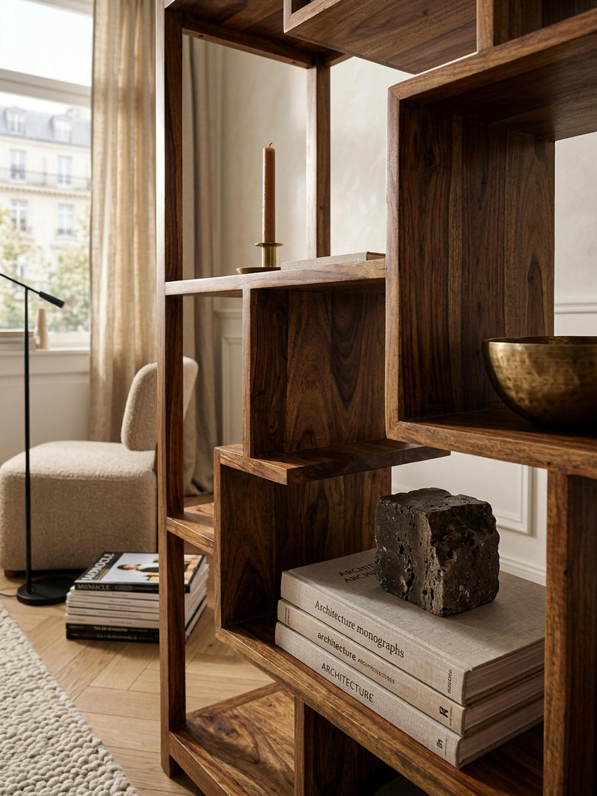 BÜCHERREGAL – Naturholz, 115x180 cm, Landhausstil, mit Ablagefächern - Braun, Holz (115/180/40cm) - KADIMA DESIGN