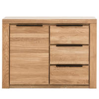 KOMMODE - Eiche teilmassiv - Eiche / Eiche Dekor - Schwarz/Braun, Holz/Holzwerkstoff (108/80/40cm) - home24