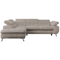 ECKSOFA PETER L Hellbraun Cord - Links Seite - Hellbraun/Schwarz, Textil/Metall (208/273cm) - MKS