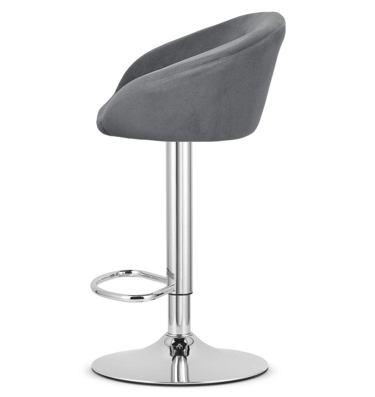 BARHOCKER EAST grauer Sitz, Chrombasis - Grau, Textil (53/103/46cm) - Valora