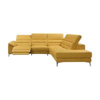 ECKSOFA Tucano Echtleder mit 1 x Relaxfunktion Senfgelb - Gelb, Leder/Metall (258/232cm)