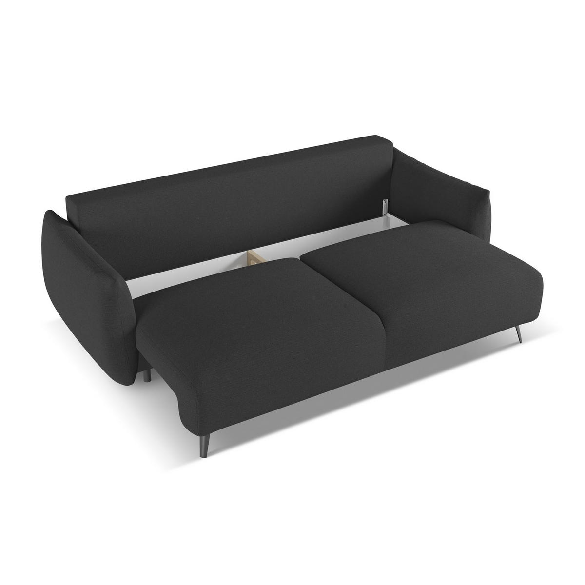 3-SITZER SOFA mit Schlaffunktion Chenille Stoff Schwarz - Anthrazit/Schwarz, Textil/Metall (230/86/105cm) - LaMiaSofa
