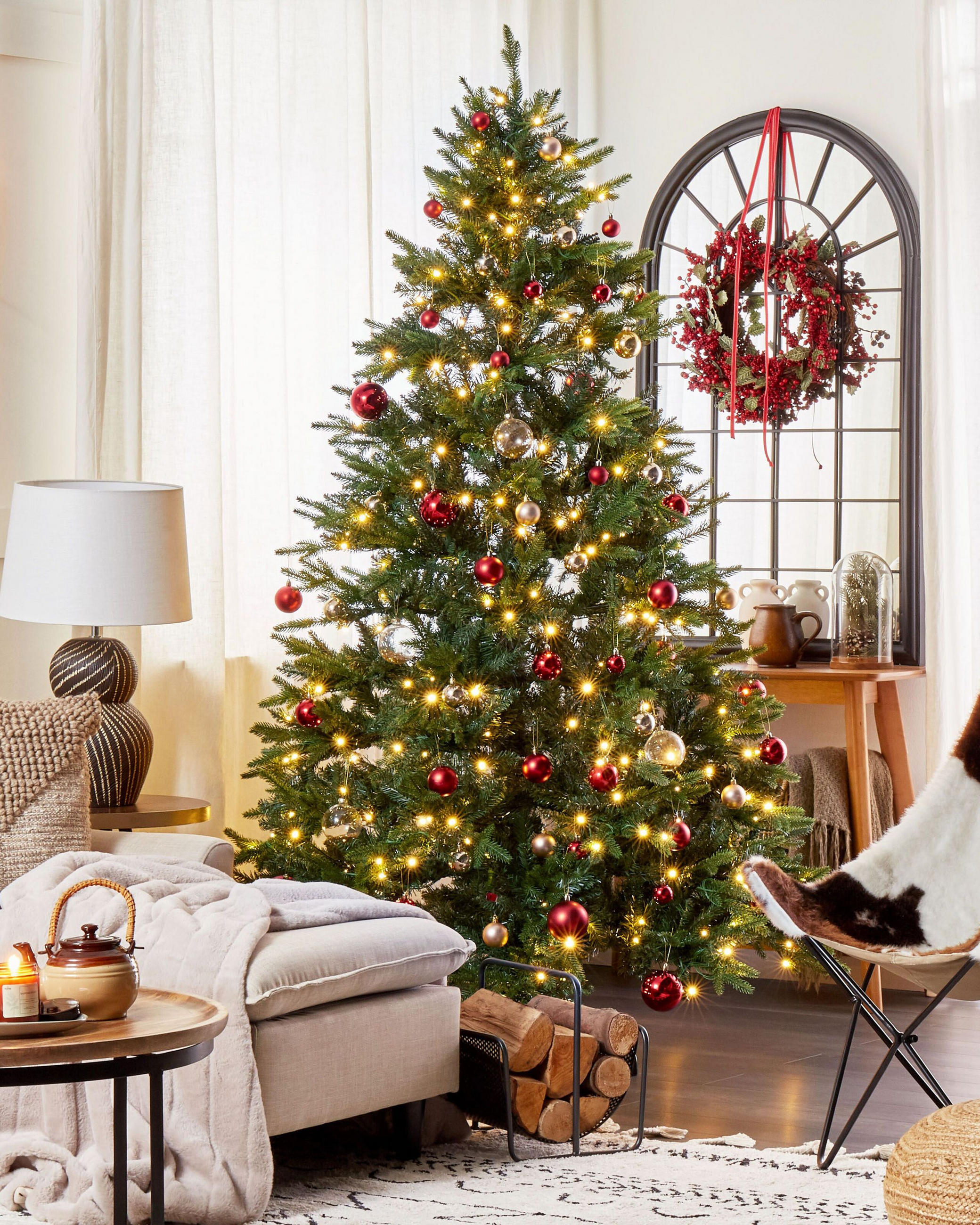 WEIHNACHTSBAUM 210 cm Grün Fiddle - Grün, Kunststoff (210cm) - Beliani