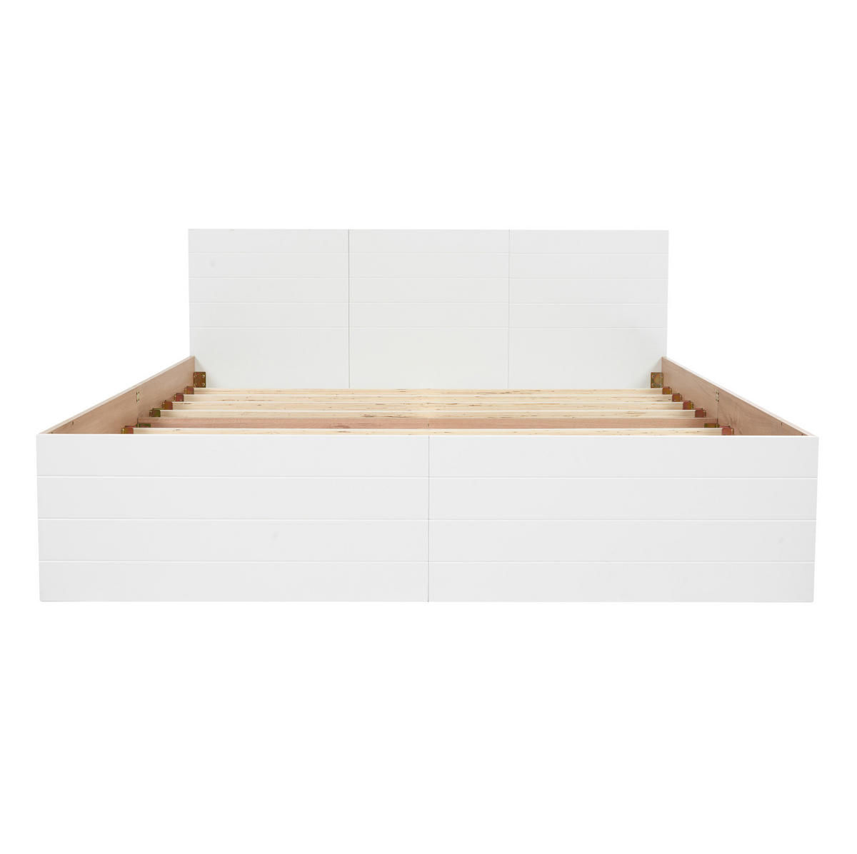 KREVET 160/200 cm s ladicama, podnicom i madracem, od masivnog drva i MDF-a, Bijela i hrast - bijela, drvni materijal (160/200cm) - Redom