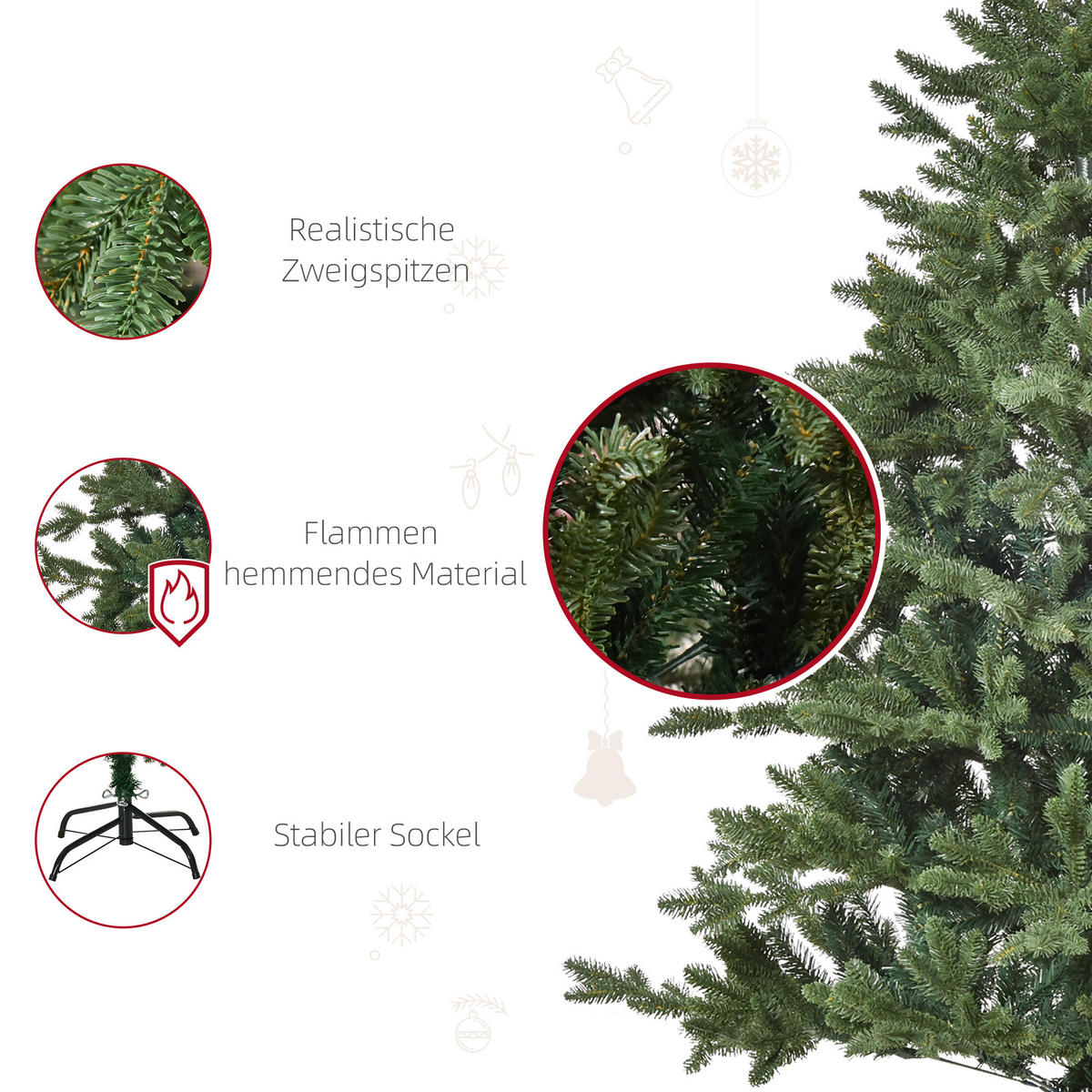 KÜNSTLICHER Weihnachtsbaum Tannenbaum zusammenklappbar und abnehmbar Grün - Grün, Kunststoff (150cm) - HOMCOM