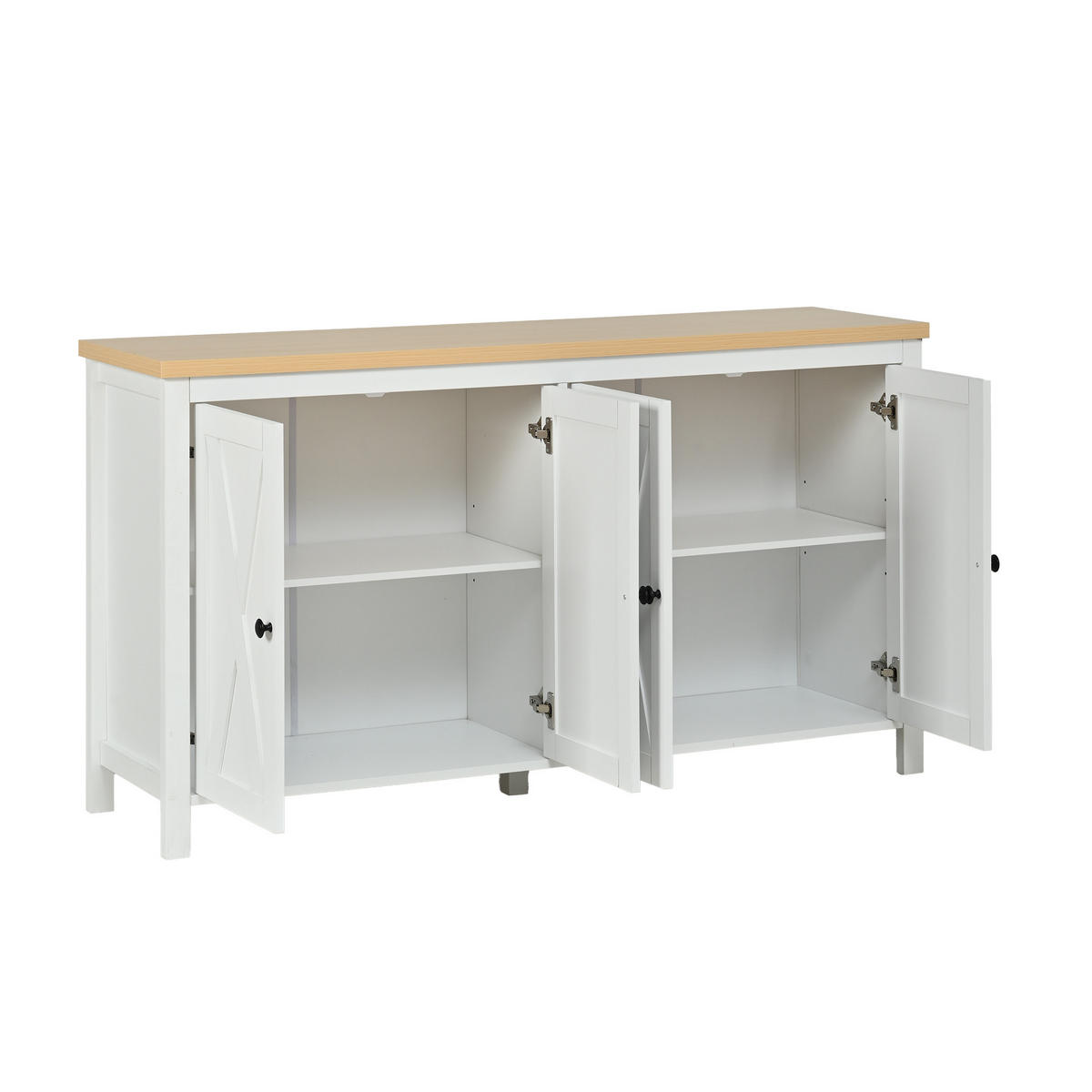 SIDEBOARD Weiß MDF 4 Türen 2 Fächer 140cm Modern Schrank - Weiß, Holzwerkstoff (140/78/40cm) - FLIEKS