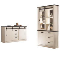ESSZIMMER-SET weiß Pinie, anthrazit Landhaus, Wohnkombination 2-teilig - Anthrazit/Weiß, Holzwerkstoff/Metall (275/201/43cm) - Furn.Design