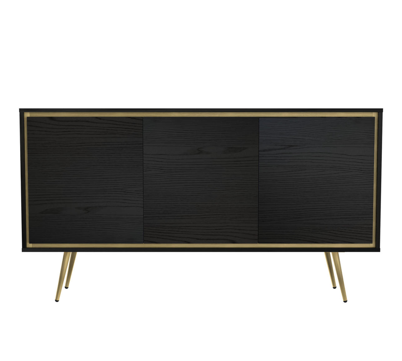 KOMMODE Torina Schwarz, Türkommode mit Goldbeine - Goldfarben/Schwarz, Holzwerkstoff/Metall (150/80/40cm) - Bettso