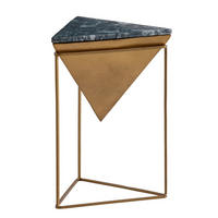 BEISTELLTISCH – Dreieckig Marmor Grün Gold Metall 37x37x53 cm - Goldfarben, Metall (37/37/53cm) - KADIMA DESIGN