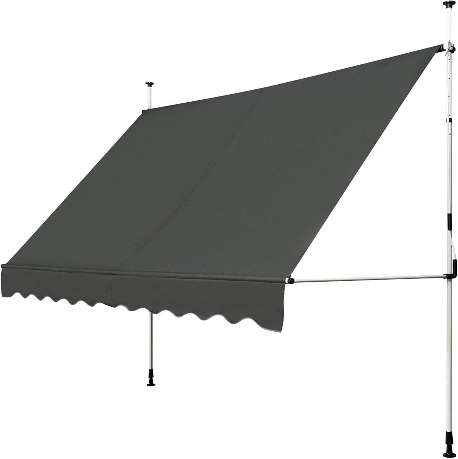 KLEMMMARKISE 300cm Grau - Grau, Metall (120/300/350cm) - COSTWAY