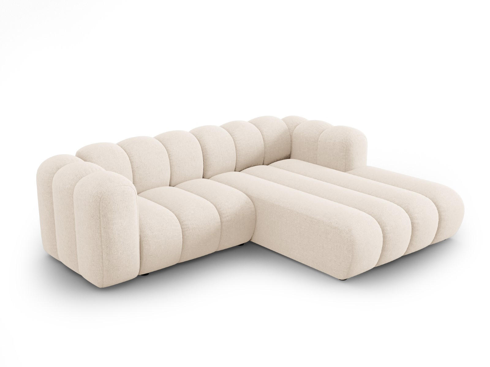 ECKSOFA modular rechts Lupine aus Chenille-Stoff leichtes beige 3 Sitzplätze - Creme, Textil (177/230cm) - Micadoni