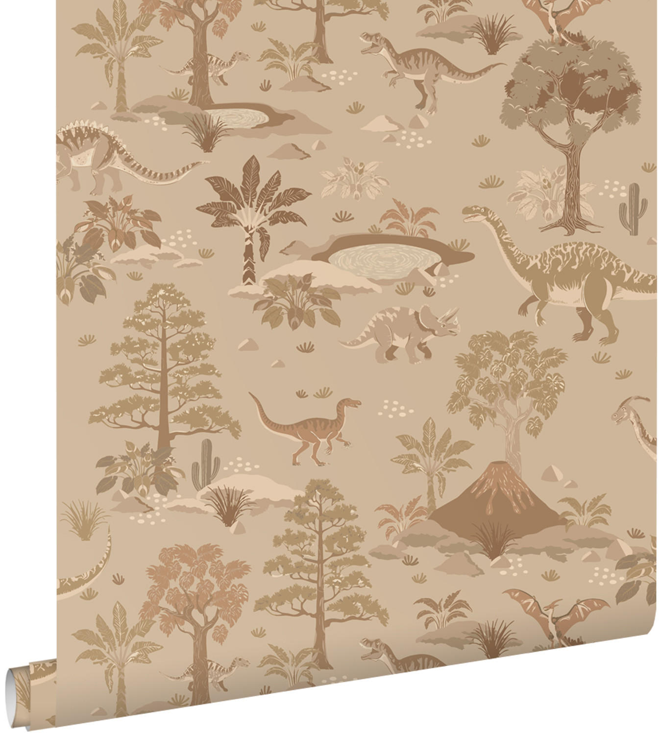 TAPETE Dinosaurier 50 x 900 cm - Braun, Papier (50/0.1cm) - ESTAhome